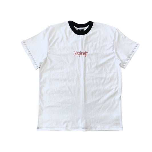 MIDNIGHT© EMBROIDERED DESOLATE TEE - WHITE